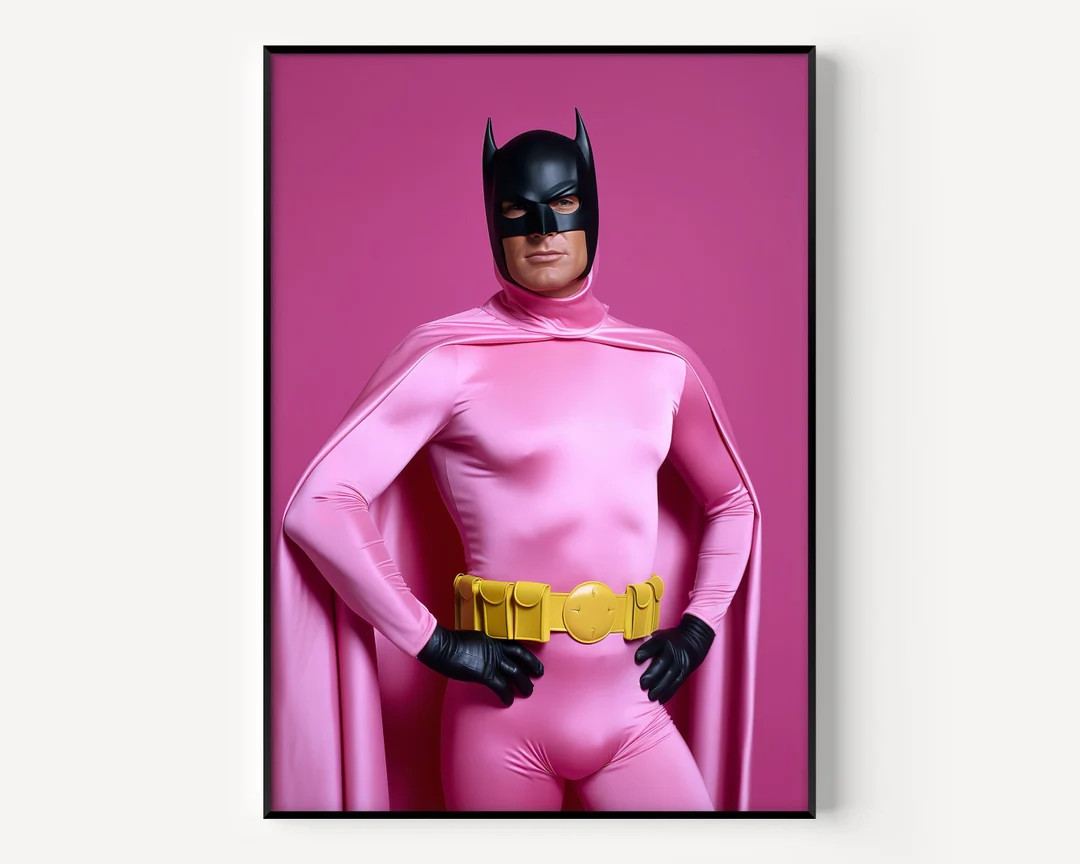 Batman Style Poster Superhero Art Print for Man Poster of Avengers Wall Art Superhero in Pink Pos... | Etsy (US)