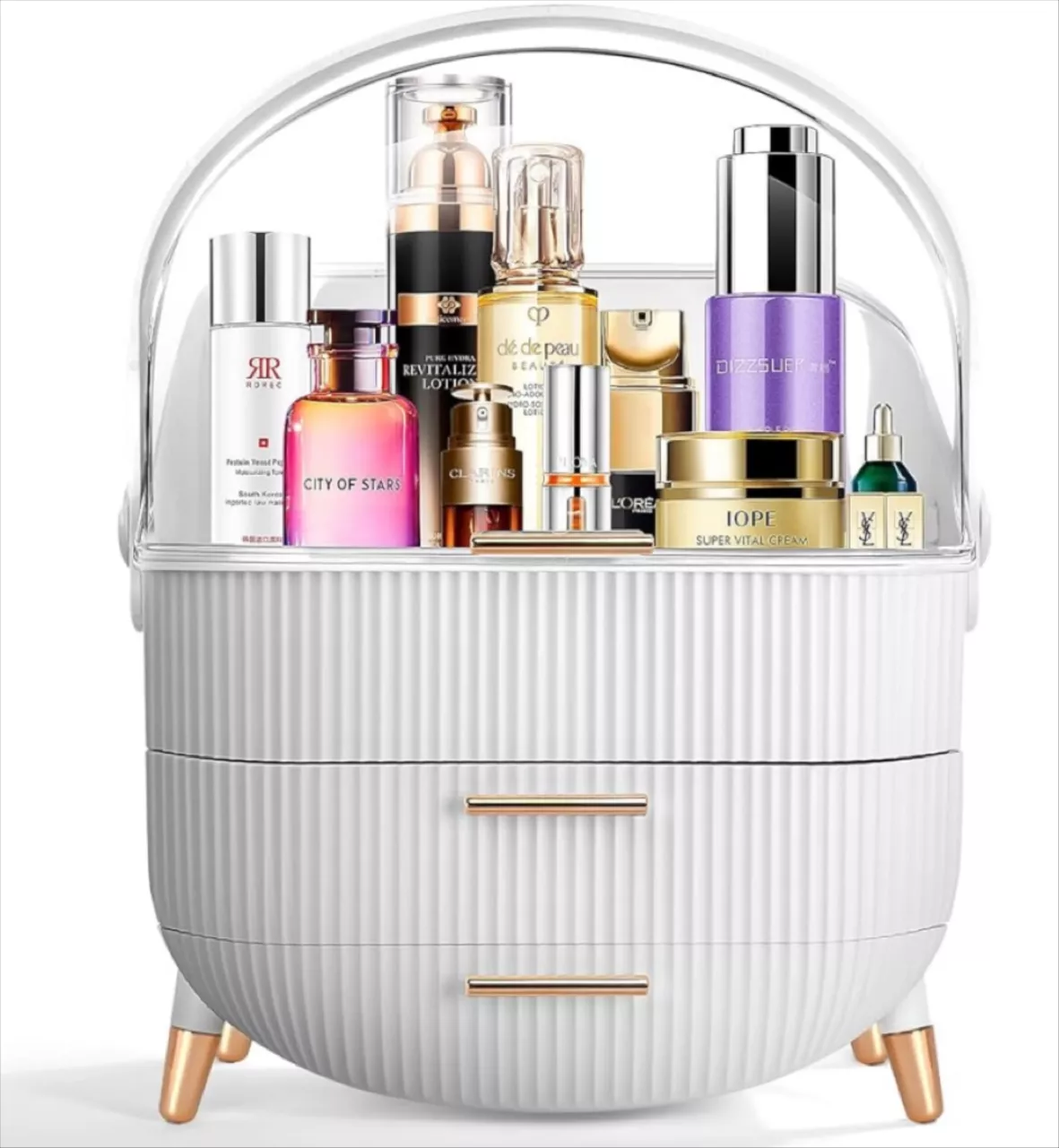 MASSY Egg Shape(Oval) Makeup Storage Box, Countertop Portable