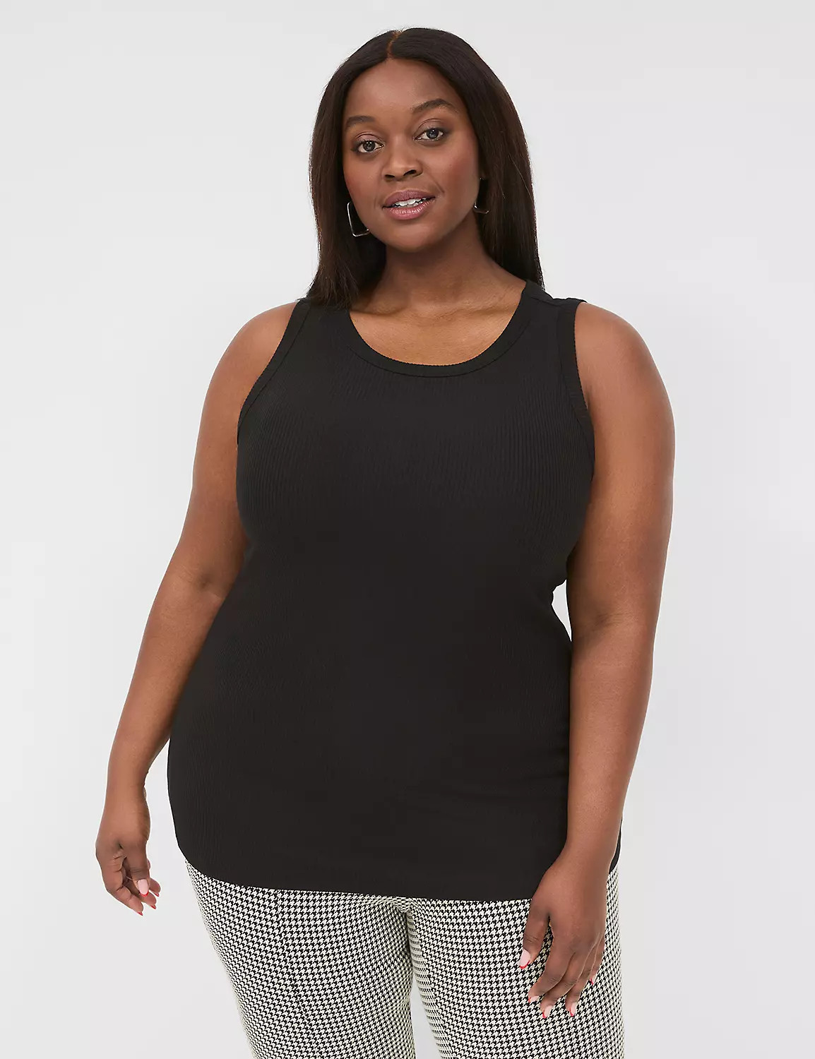 Fitted High-Neck Ribbed Tank | Lane Bryant (US)