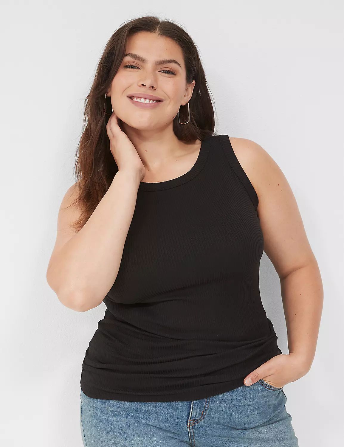 Fitted High-Neck Ribbed Tank | LaneBryant | Lane Bryant (US)