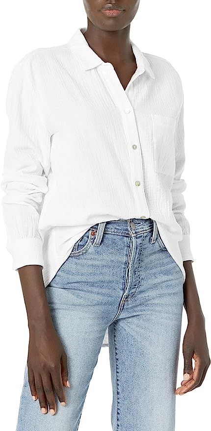 Lucky Brand Women's Long Sleeve Button Up One Pocket Classic Shirt | Amazon (US)