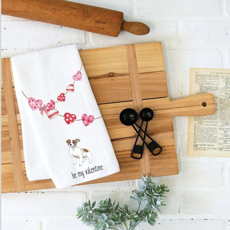 Valentine's Day Kitchen Towel, Dish Towel, Tea Towel, Jack Russell Towel, Kitchen Towel Dog, Dog ... | Etsy (US)