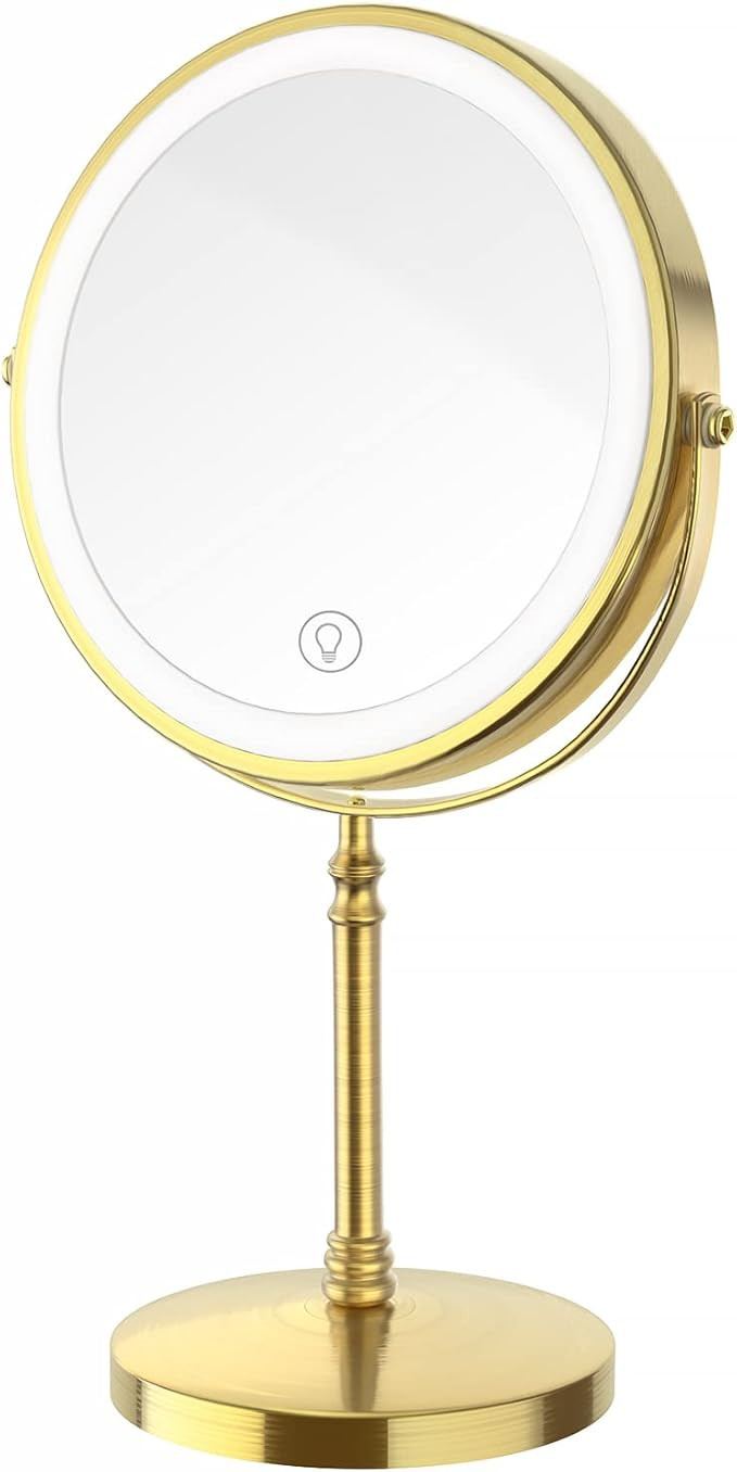 DEIOVWXS Makeup Mirror, Rechargeable Vanity Mirror with 3 Lights, 1X/10X | Adjustable Brightness,... | Amazon (US)