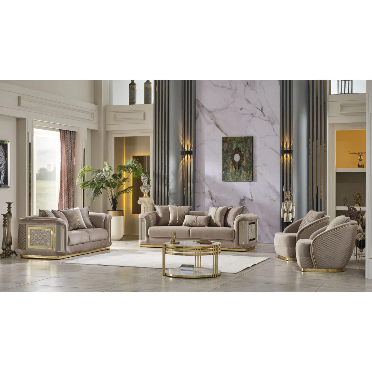 Eude 4 - Piece Velvet Living Room Set | Wayfair North America