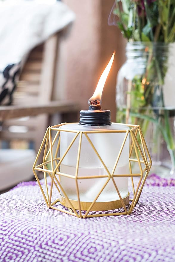 TIKI Brand 5.5-Inch Geo Globe Metal Table Torch, Gold | Amazon (US)