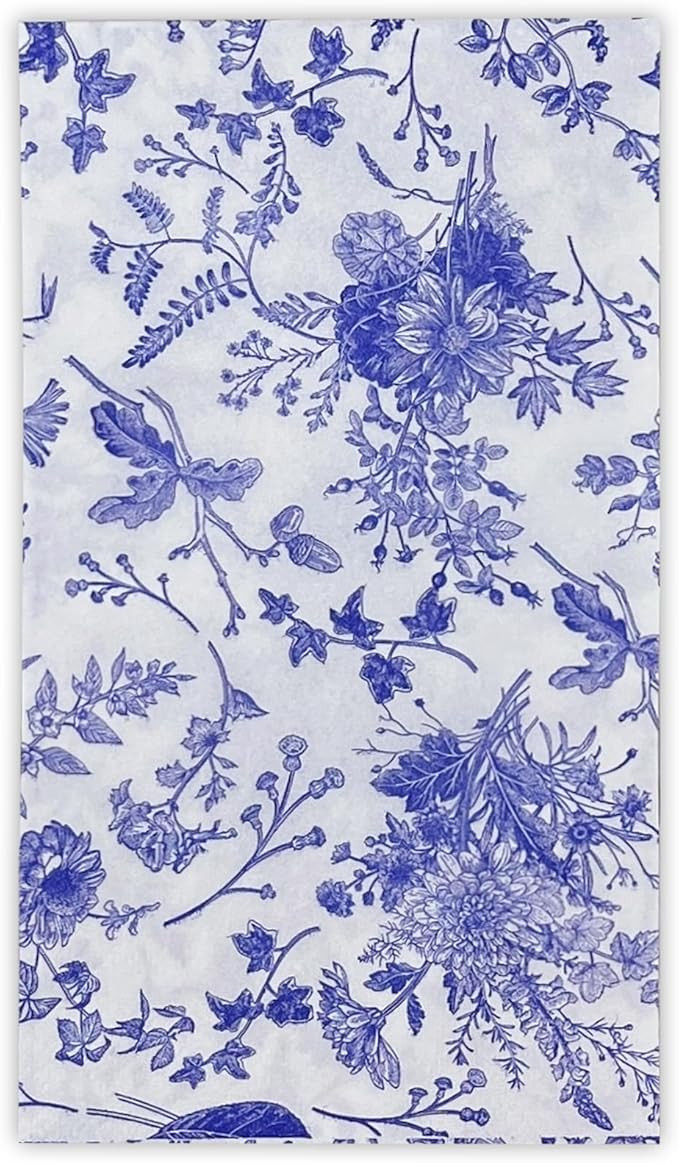 WRAPAHOLIC 25Pcs Blue Floral Guest Napkins - Blue and White Toile Paper Napkins for Bridal and Ba... | Amazon (US)