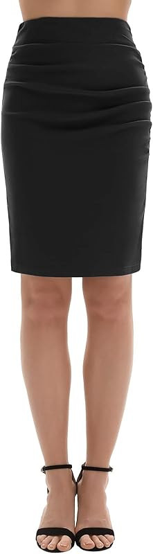 GRACE KARIN Womens Elegant Ruched Knee Length Slim Fit Business Skirt | Amazon (US)