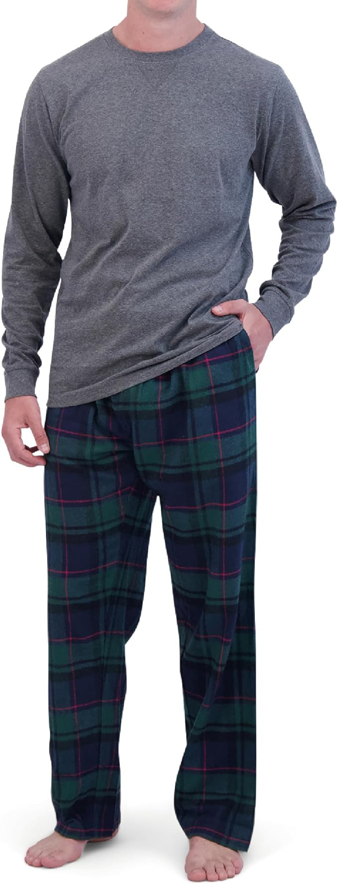 Bottoms Out Men's Flannel Pajamas Pants & Long Sleeve Shirt Set, 2 Piece Pajamas for Men, Plaid P... | Amazon (US)