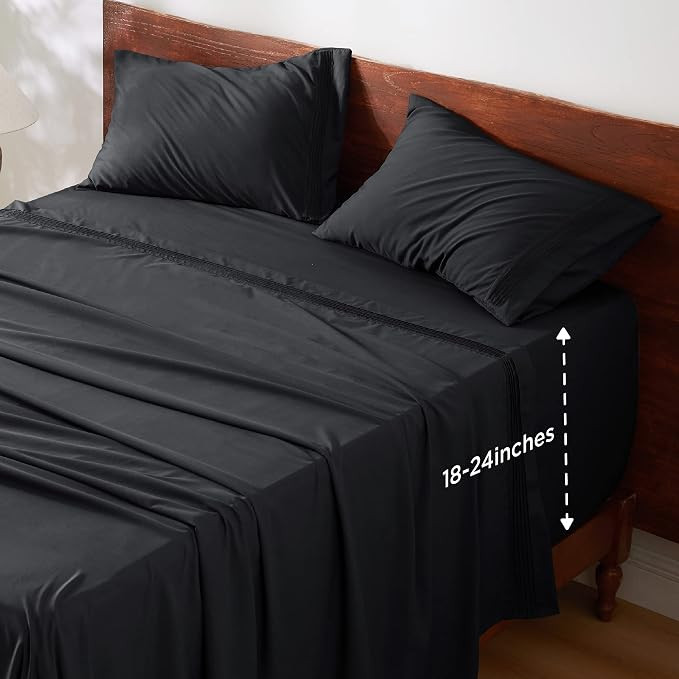 Bedsure Twin XL Sheets Sets for College Dorm, 18 to 24 inch Extra Deep Pocket Dorm Mattress Sheet... | Amazon (US)