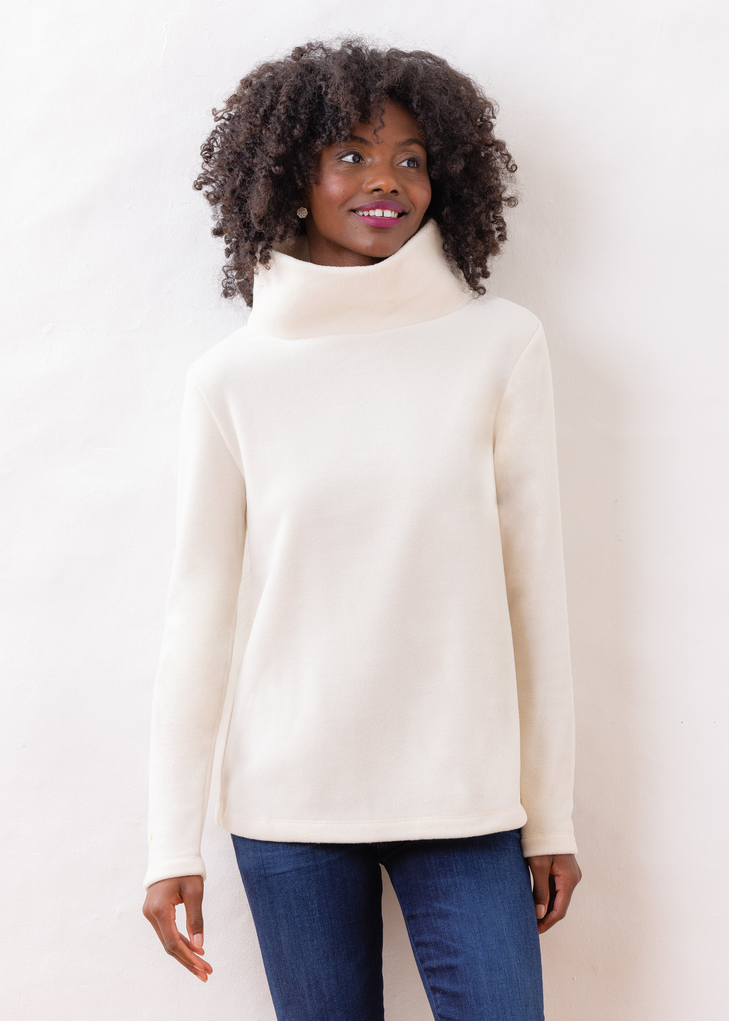 Greenpoint Turtleneck in Vello Fleece (Cream) | Dudley Stephens