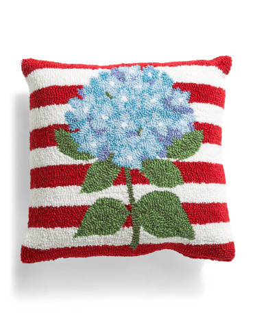 16X16 Hydrangea Flag Hook Pillow, Polyester | TJ Maxx