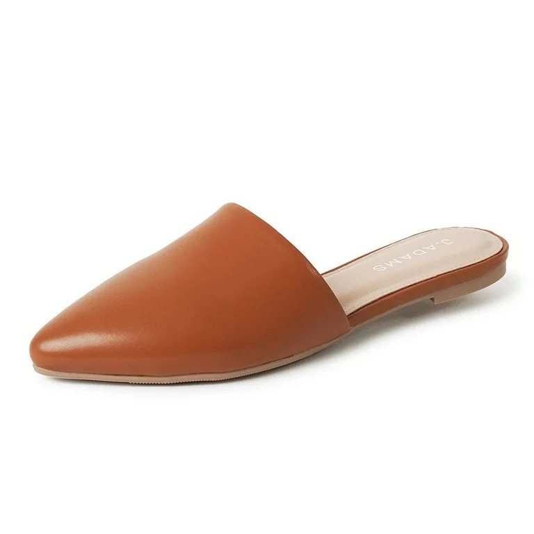 J. Adams Lennox Mules for Women - Black Vegan Leather Pointed Toe Slides | Walmart (US)