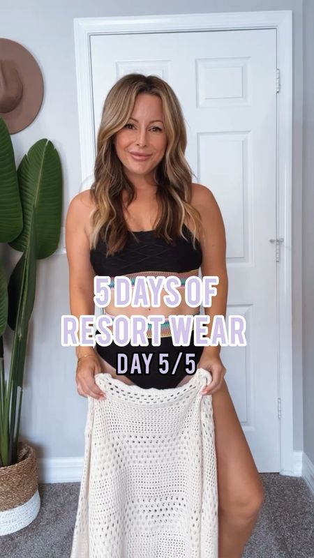 5 days of resort wear — finishing it off work this crochet sweater cover up that’s a MUST HAVE!! 

Ilda15 for 15% off entire look 🛍️ 

#LTKVideo #LTKSeasonal #LTKswim
