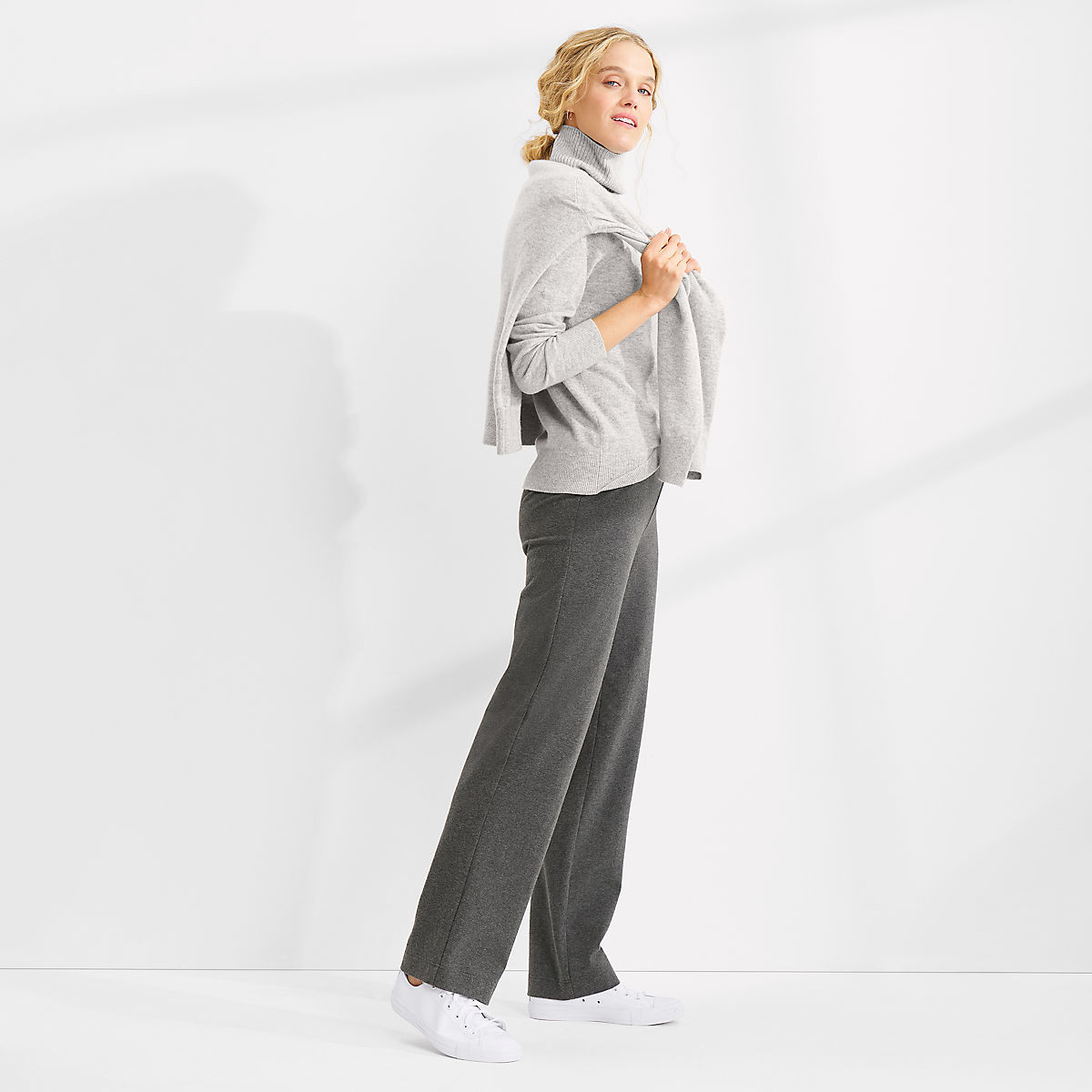 Women's Starfish Mid Rise Straight Leg Elastic Waist Pull On Pants | Lands' End (US)