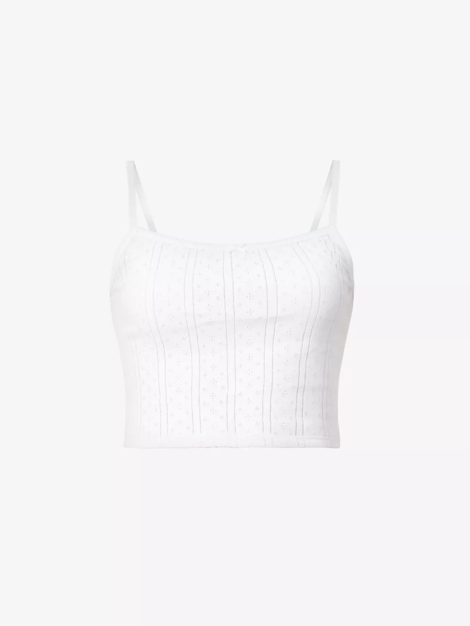 Pointelle Cropped Cotton Top | Selfridges