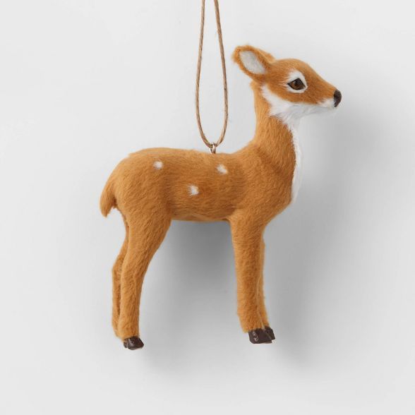 Faux Fur Deer Christmas Tree Ornament Light Brown with Spots - Wondershop&#8482; | Target