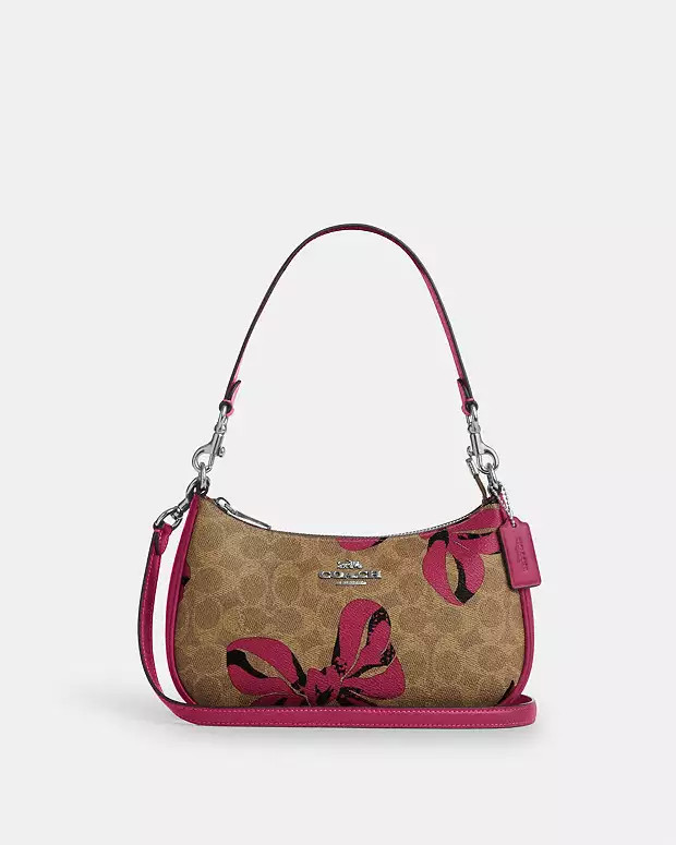 Teri Shoulder Bag In Signature Canvas With Bow Print | Coach Outlet US