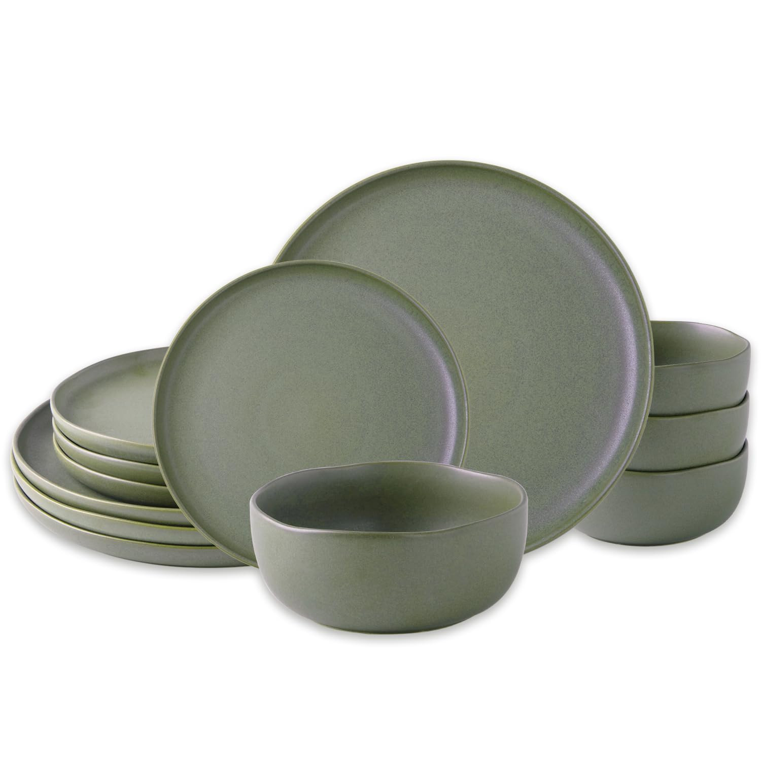 AmorArc Stoneware Dinnerware Sets, Wavy Rim Ceramic Plates and Bowls Sets, Highly Chip and Crack ... | Amazon (US)