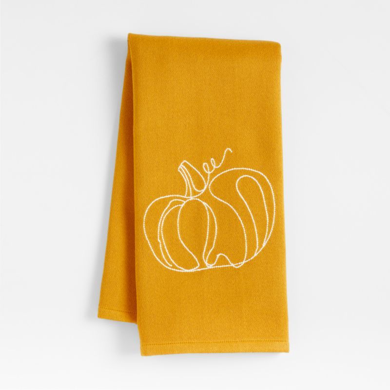Pumpkin Embroidered Kitchen Towel for Fall | Crate & Barrel | Crate & Barrel