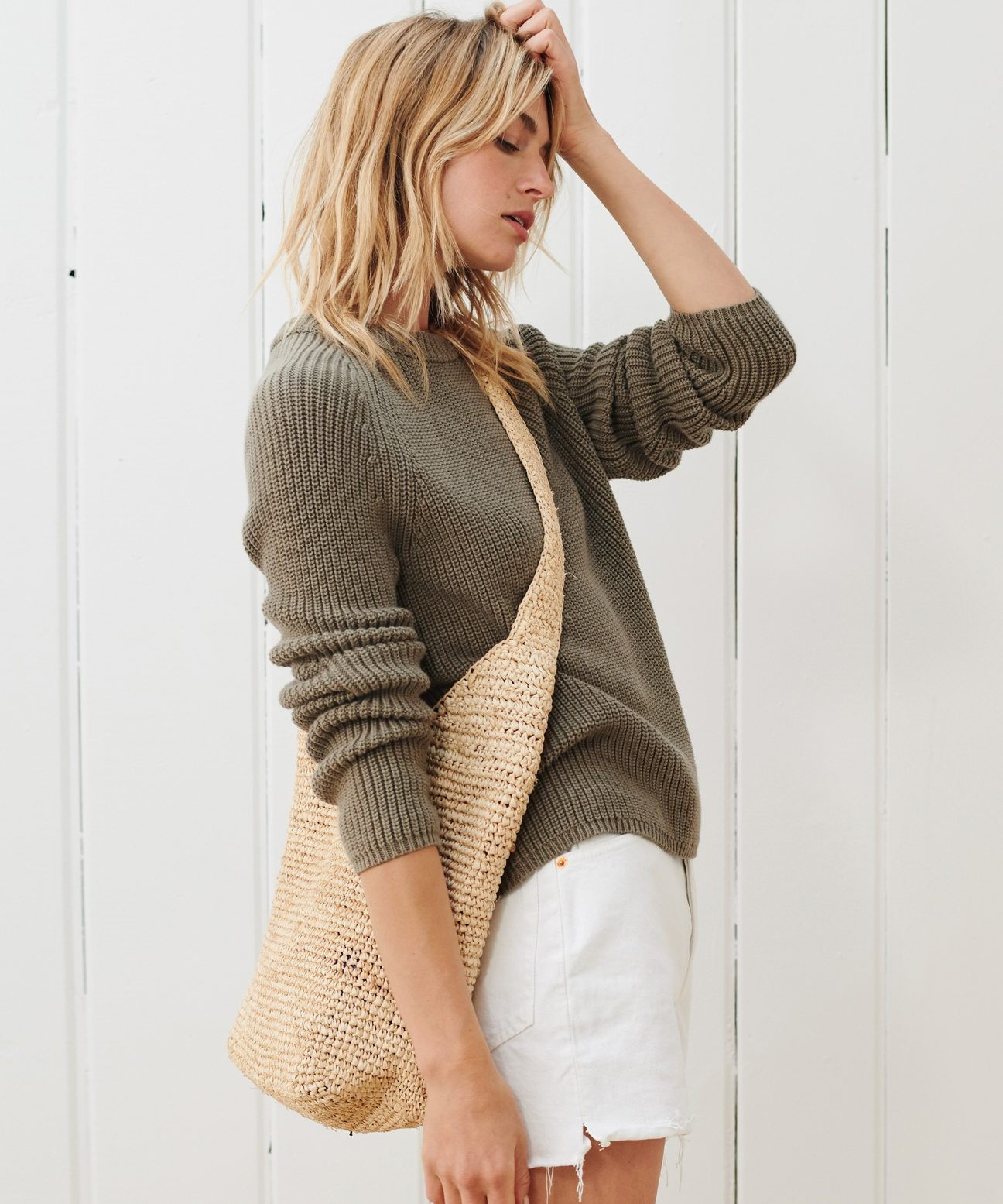 Cotton Fisherman Sweater - Eucalyptus | Jenni Kayne | Jenni Kayne