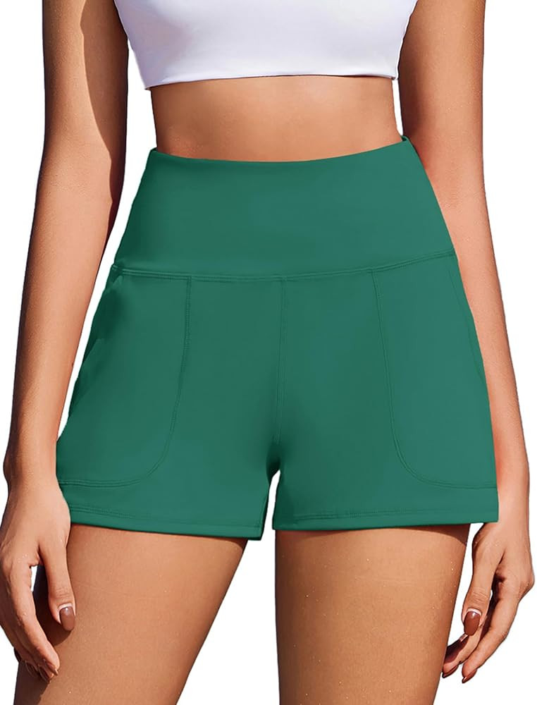 PINSPARK Workout Shorts Women Wide Leg Athletic Shorts High Waisted Yoga Shorts Tummy Control Gym... | Amazon (US)