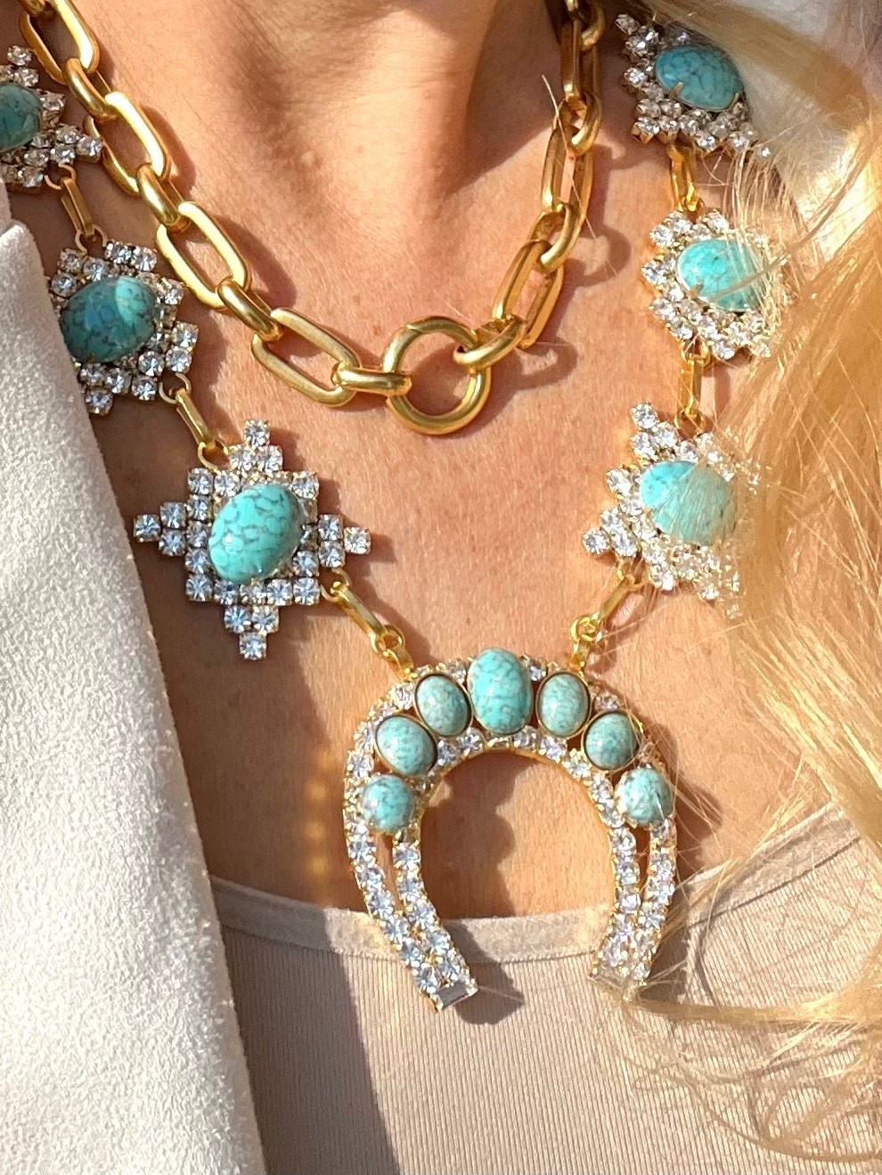 This Elizabeth Cole Turquoise necklace is stunning! It’s the perfect statement jewelry to complement all of your country western outfits this fall season.

Also linking the gorgeous matching earrings.

#LTKSeasonal #LTKOver40 #LTKSaleAlert #LTKTravel #LTKgrwm #LTKootd #LTKMidsize #LTKU #LTKWorkwear