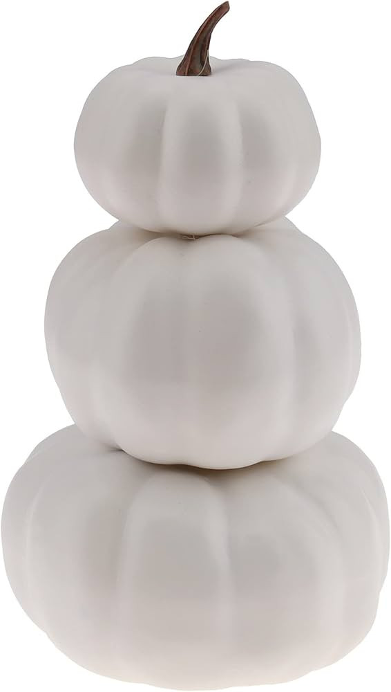 Gresorth Stacked White Pumpkins Towel Fake Artificial Halloween Decoration DIY Crafts Paintable P... | Amazon (US)