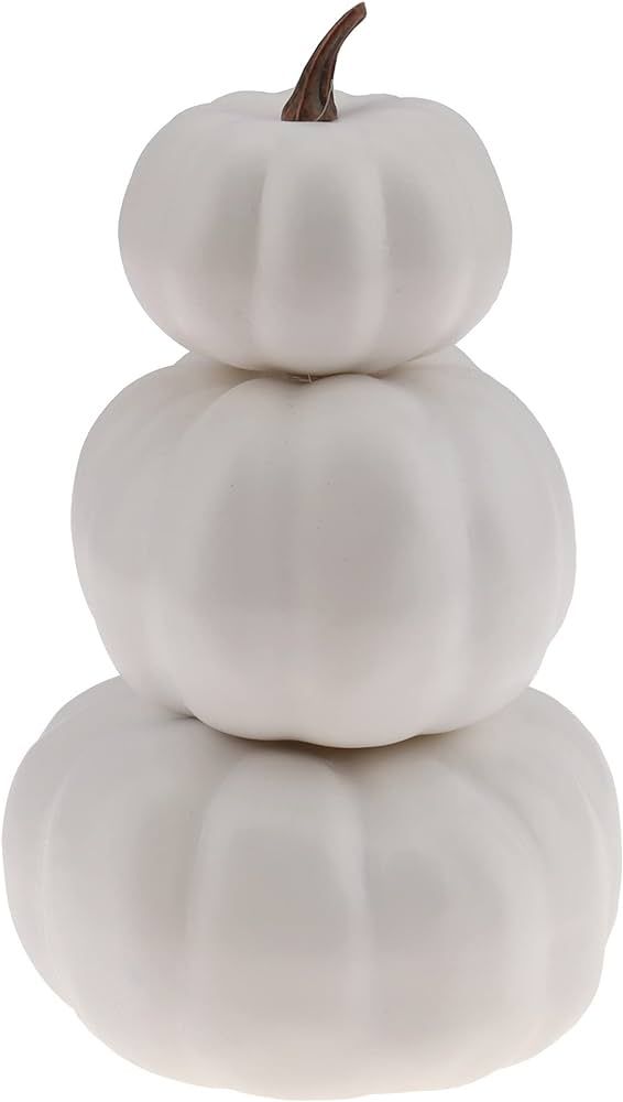 Gresorth Stacked White Pumpkins Towel Fake Artificial Halloween Decoration DIY Crafts Paintable P... | Amazon (US)