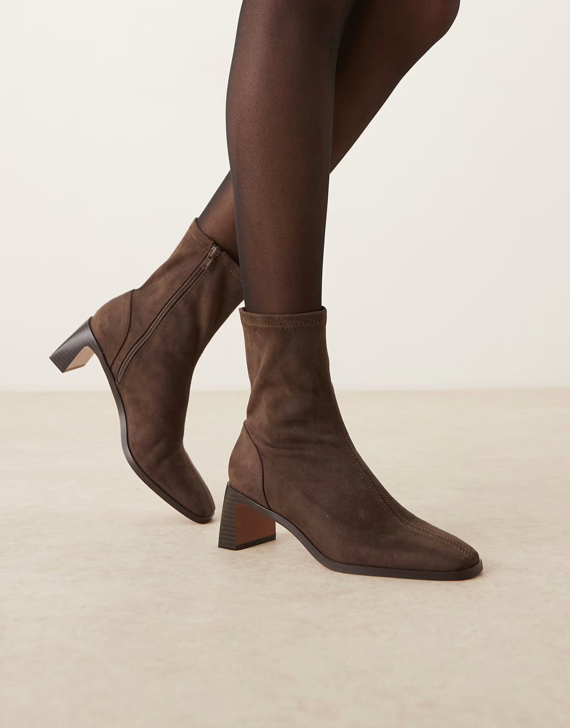 ASOS DESIGN Wide Fit Rush ankle boots with set back heel in chocolate suedette | ASOS (Global)