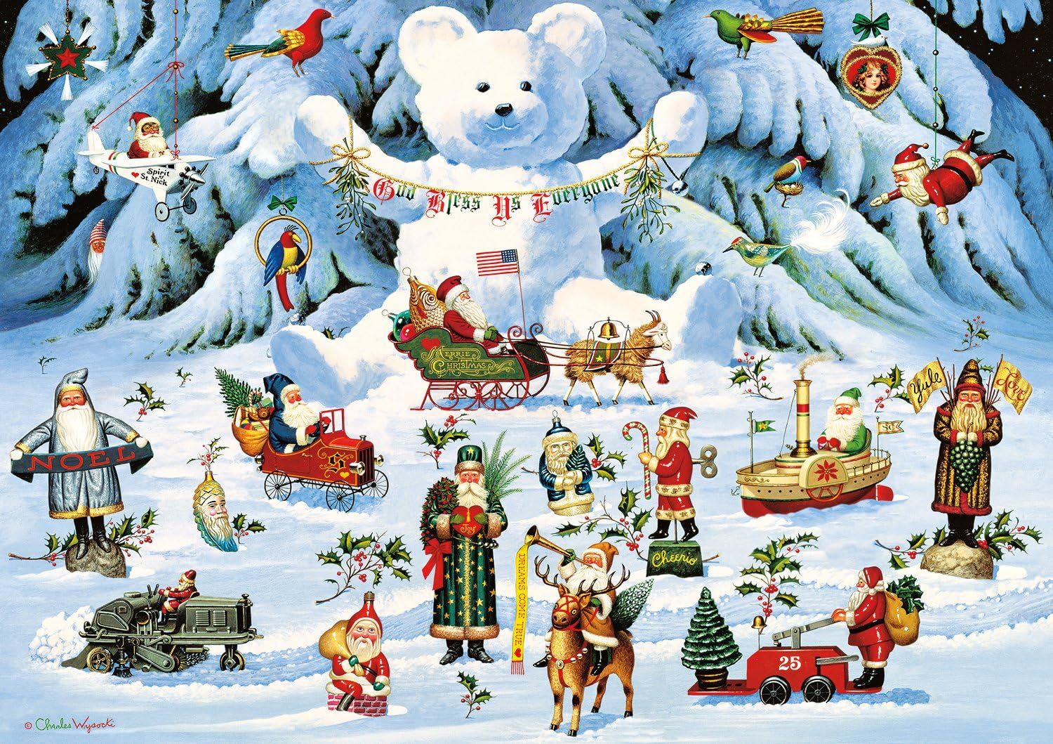 Buffalo Games - Holiday Collection - Charles Wysocki - Jingle Bell Teddy and Friends - 300 Large ... | Amazon (US)