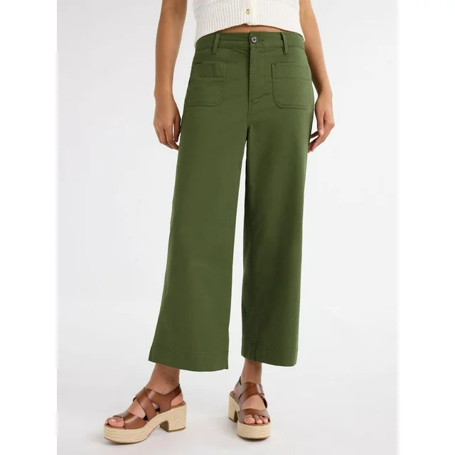 Free Assembly Women's and Women's Plus High Rise Cropped Wide Leg Pants, 26” Inseam, Sizes XS- ... | Walmart (US)