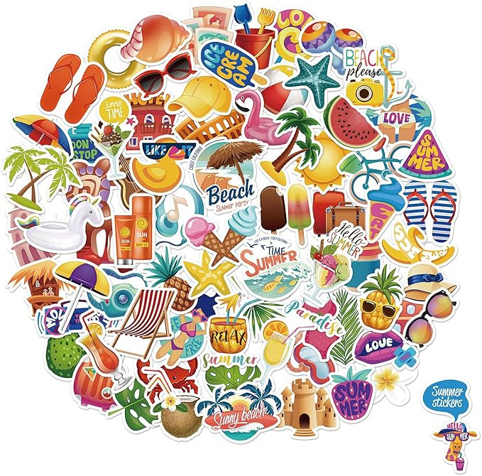 Summer Stickers for Water Bottles, 75 PCS Waterproof Stickers Laptop Skateboard Luggage Computer ... | Amazon (US)