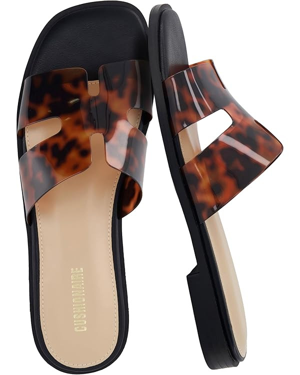 CUSHIONAIRE Voyage Cutout Strap Slides for Women, Slip On Summer Flats, Trendy Footwear, Comforta... | Amazon (US)