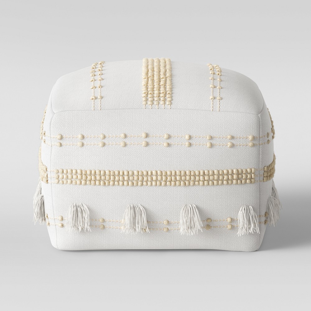 Lory Pouf Neutral Textured with Tassels - Opalhouse | Target