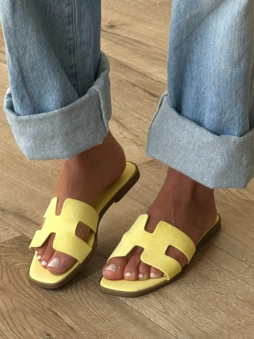 Helios Micro Suede Sandal | Lemon | Talulah
