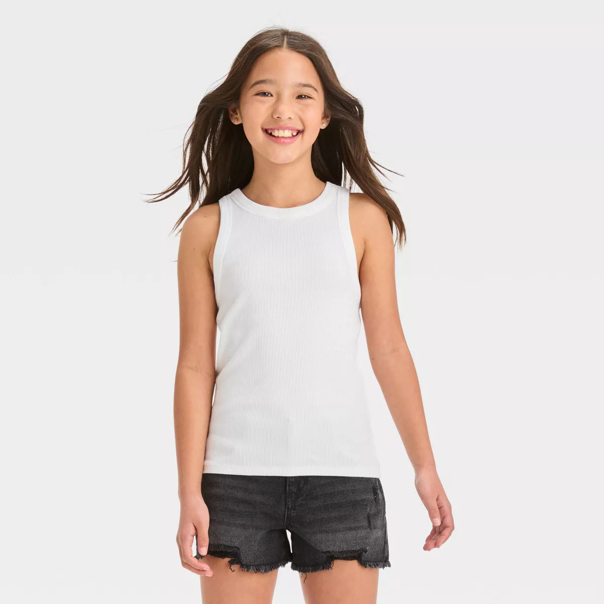 Girls' High Neck Ribbed Tank Top - art class™ | Target