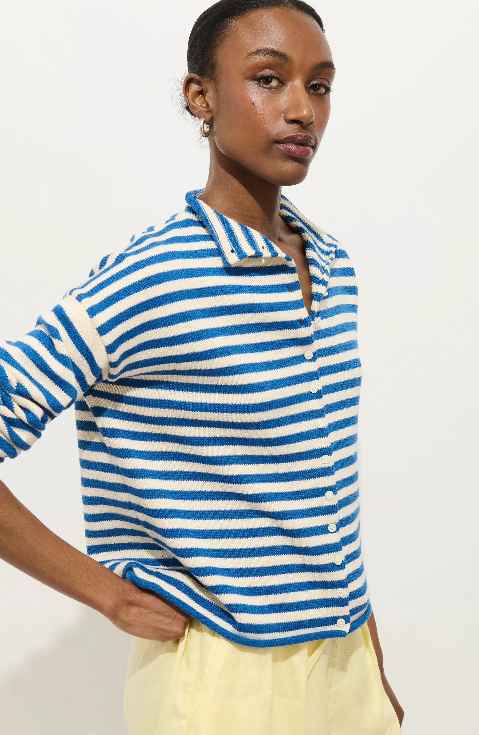 Taylor Stripe Cotton & Cashmere Cardigan | Nordstrom