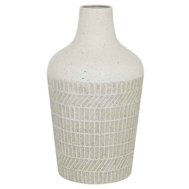 DecMode 13" Textured White Metal Vase | Walmart (US)