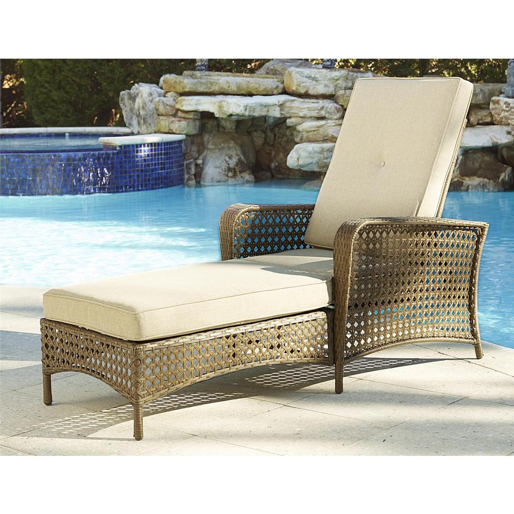 Cosco Lakewood Ranch Brown Adjustable Steel Woven Patio Wicker Outdoor Chaise Lounge Chair with Brow | The Home Depot
