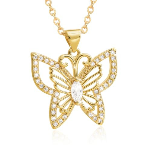 HNPHQT Butterfly Necklace 14K Gold Plated Dainty Butterfly Pendant Necklace for Women Mom Delicate Jewelry Gifts | Amazon (US)
