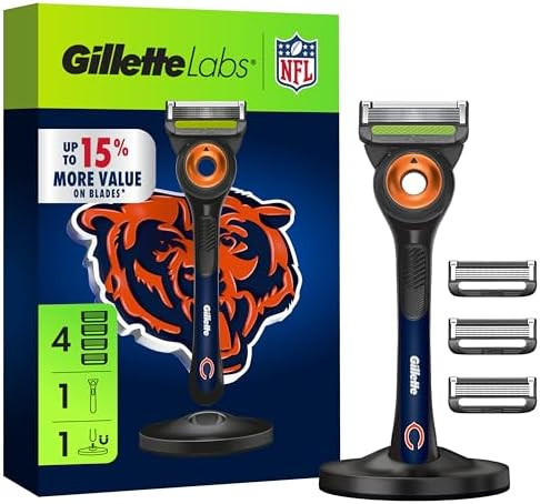 Gillette Labs Special NFL Bears Edition Shaving Razor for Men - 1 Handle, 4 Razor Blade Refills &... | Amazon (US)