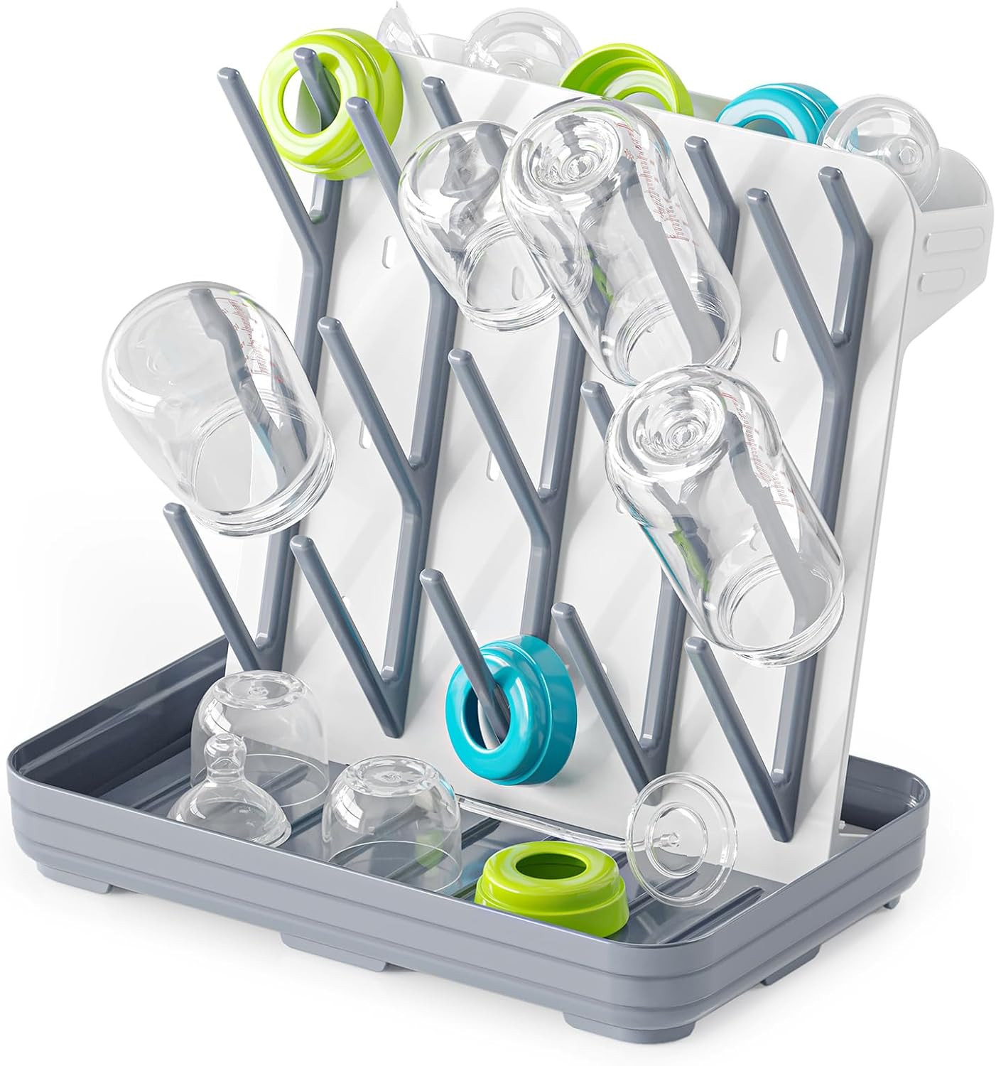SpaceAid Baby Bottle Drying Rack with 20 Hooks, Space Saving Kitchen Bottles Rack Dryer, Vertical Baby Bottle Holder Organizer for Countertop Storage Accessories (White and Gray) | Amazon (US)