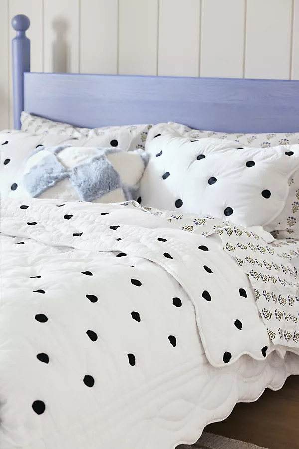 Maeve by Anthropologie Cotton Polka Dot Embroidered Quilt | Anthropologie (US)