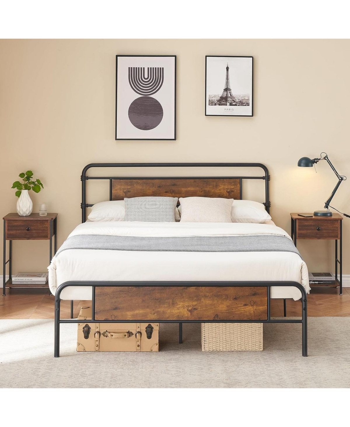 gaomon Queen Bed Frame with Headboard and Footboard, All-Metal Support Frame, Under-Bed Storage Available, Box Spring Free - Brown | Macy's