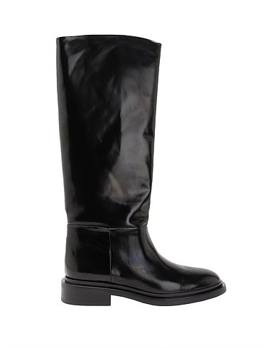 8 By YOOX LEATHER ROUND-TOE HIGH BOOT | Stiefel Schwarz Damen | YOOX | YOOX (DE)