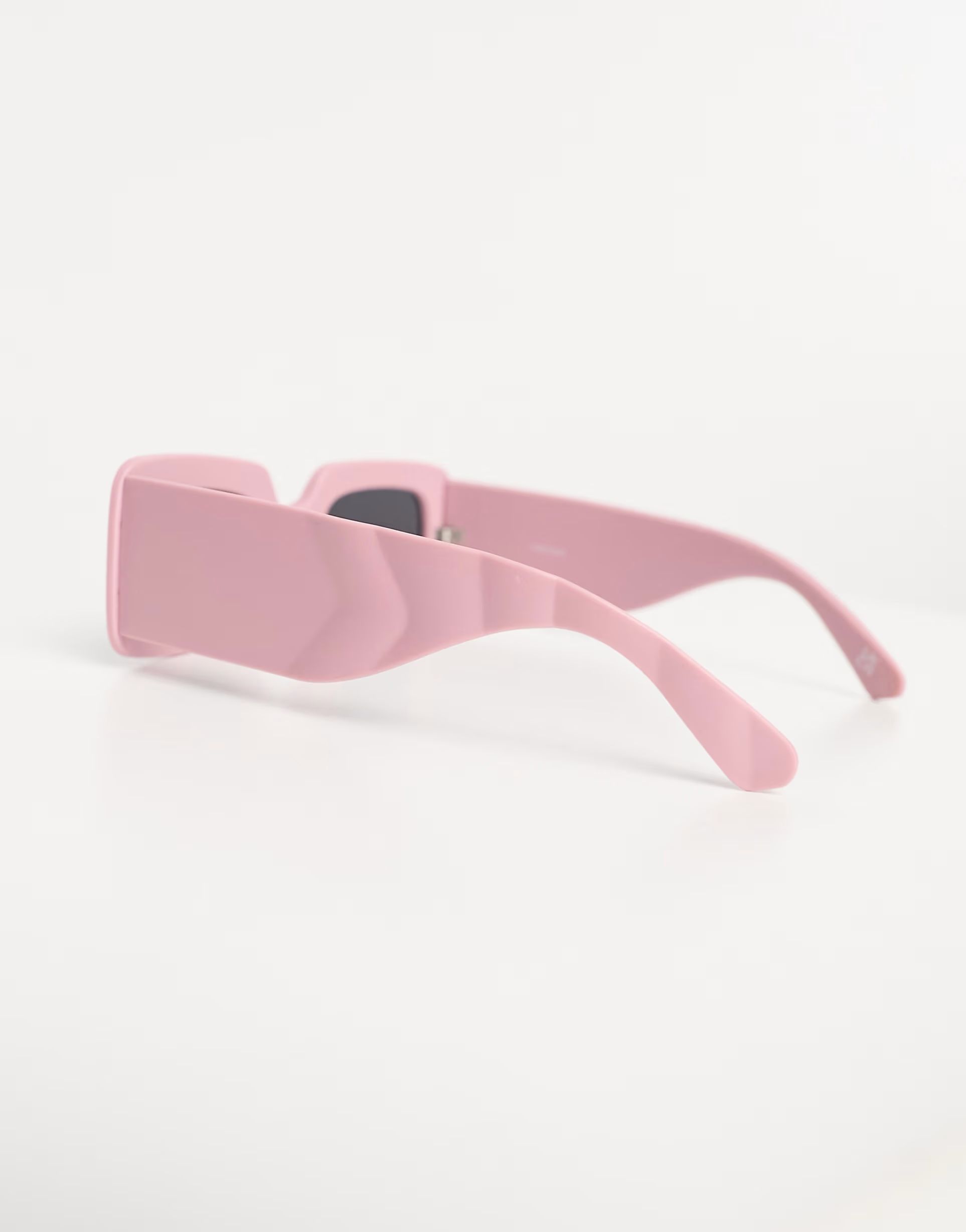 ASOS DESIGN chunky wide temple mid sunglasses in matte pink | ASOS (Global)