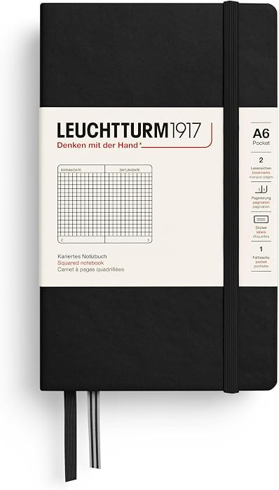 LEUCHTTURM1917 - Notebook Hardcover Pocket A6-187 Numbered Pages for Writing and Journaling (Blac... | Amazon (US)