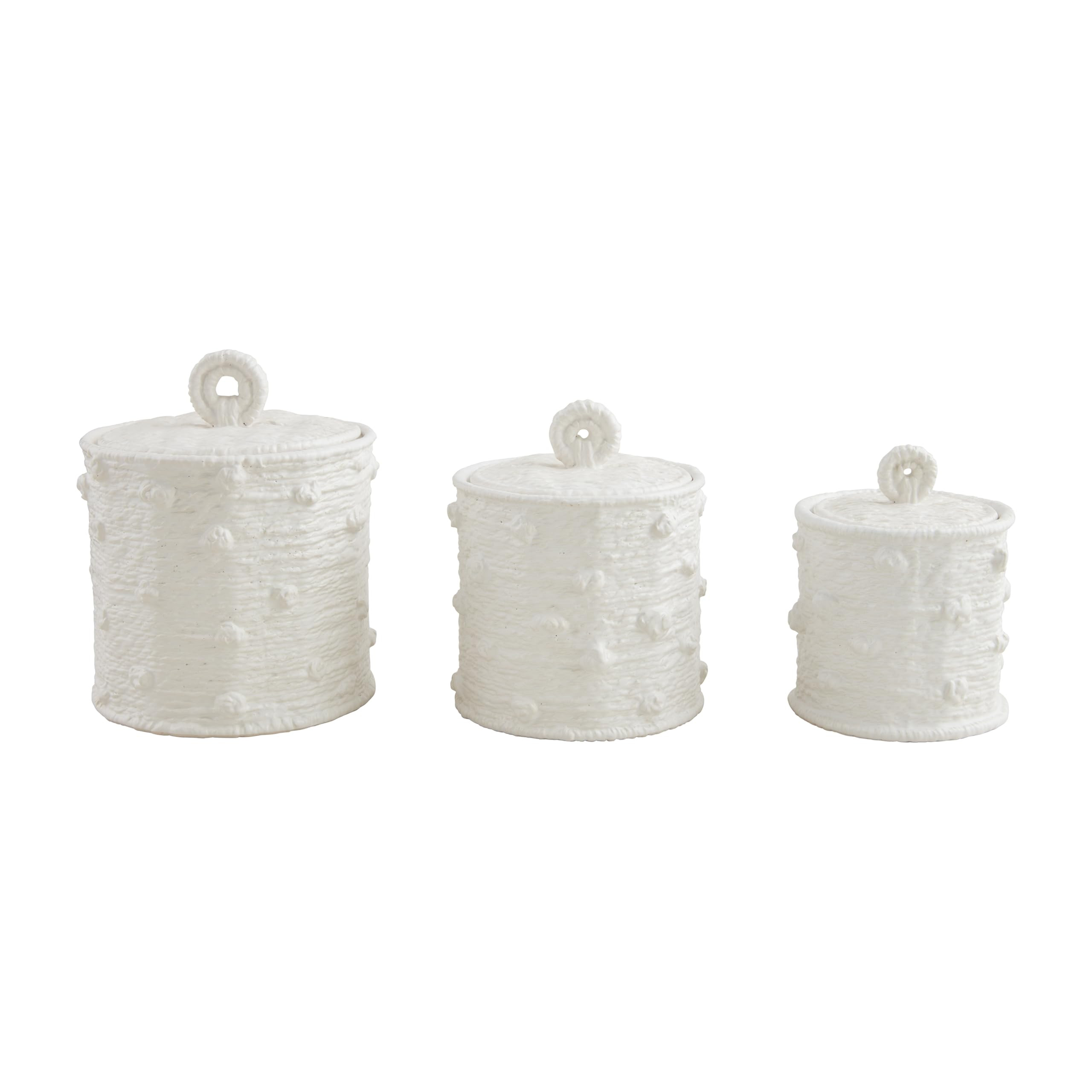 Mud Pie Woven Ceramic Canister Set; Small 5 3/4" x 4 1/2" Dia | Medium 6 3/4" x 5 1/2" Dia | Larg... | Amazon (US)