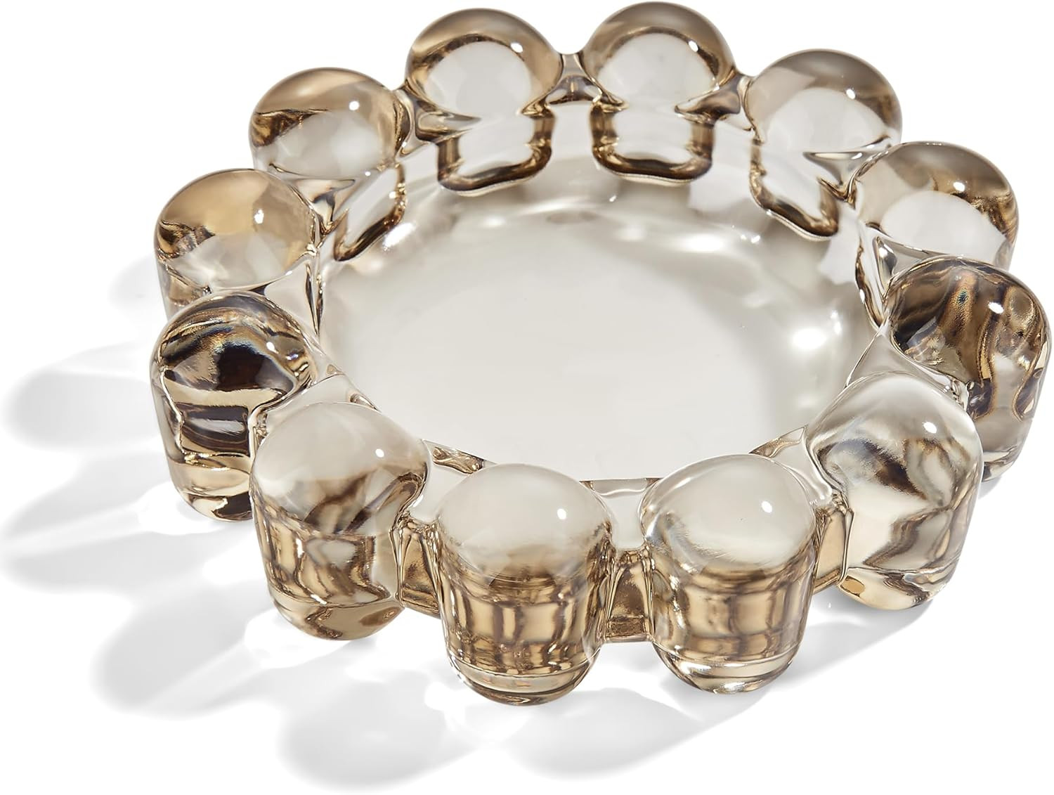 Chic Smoky Glass Candle Dish, 1 Pack Modern Bubble Candle Holder for Small Candles and Diffusers, Decorative Home Decor Accessorys | Amazon (US)