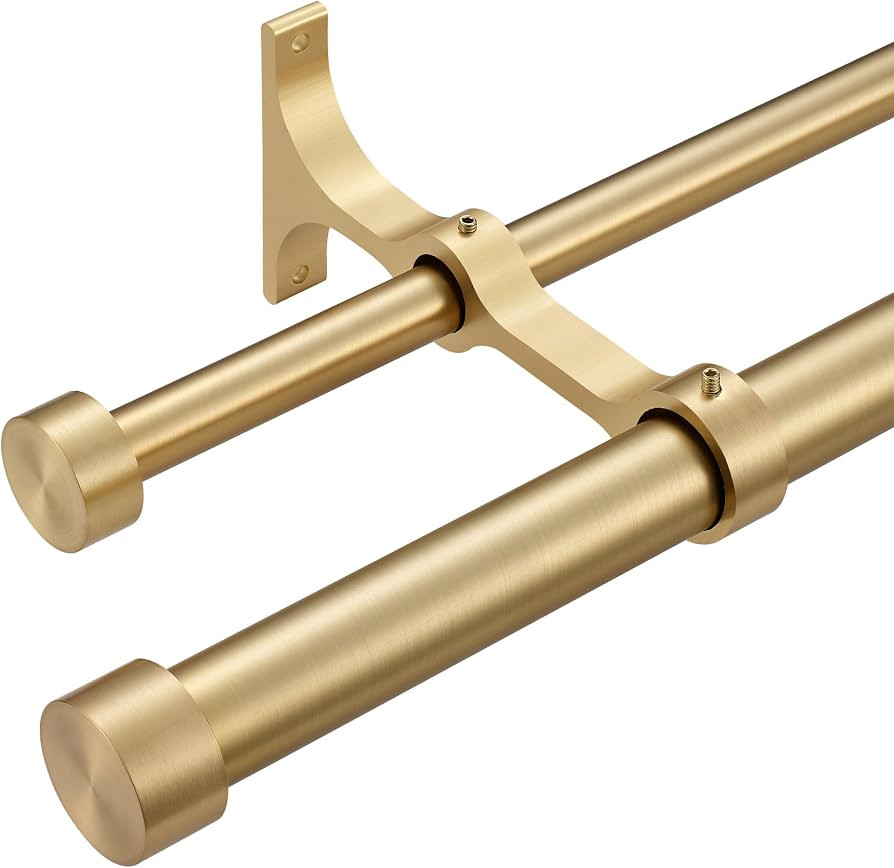 Double Curtain Rods with Aluminum End Cap and Full Surround Brackets,1"Front and 5/8" Back Rod,Ad... | Amazon (US)